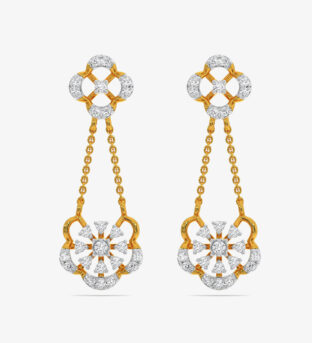 Diamond Yellow Gold 22kt Dangle Earring